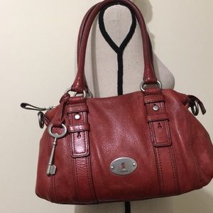 Fossil Red Leather Shoulder Bag